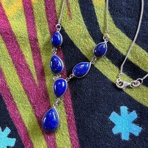 VTG Whimsigoth Lapis Lazuli Stone Sterling Silver 925 Necklace